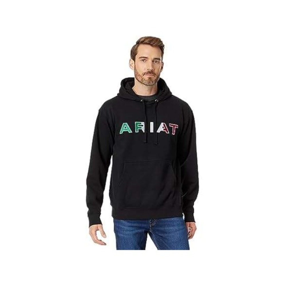 Ariat Mens XXL Black Logo Hoodie Mexican Flag Colors Sweatshirt 10041837